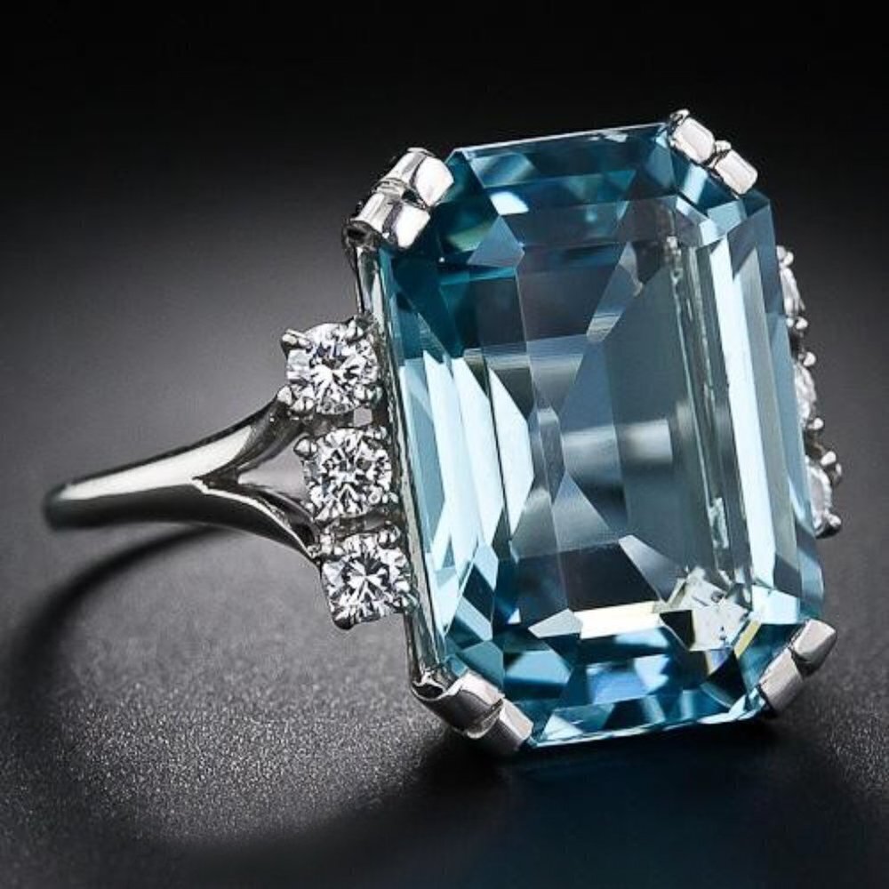 💍 Crystal Clear Largr Pure Rectangle Zircon Rings for Women, INDN8310 - Picture 3 of 6